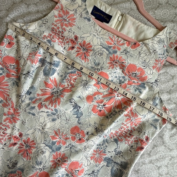 Charter Club Floral Cotton Sheath Dress Size 12 Coral & Gray Bloom - Picture 7 of 10